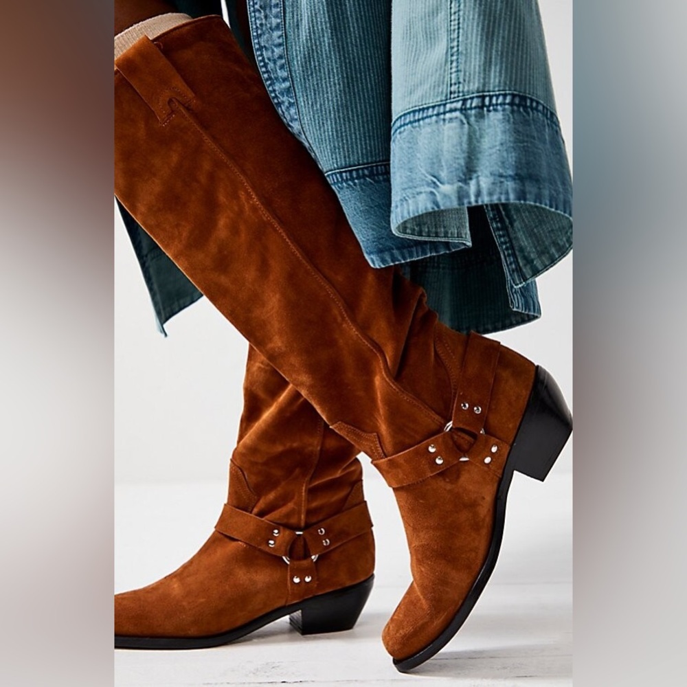 🆕 FREE PEOPLE | LOCKHART HARNESS BOOT | COGNAC | SIZE: 7.5 - Picture 2 of 6